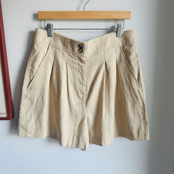 NWT Jason Wu Linen Blend High Waisted Pleated Shorts‎ – Cream – Size 10 – $230 - Picture 5 of 10
